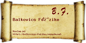 Balkovics Füzike névjegykártya